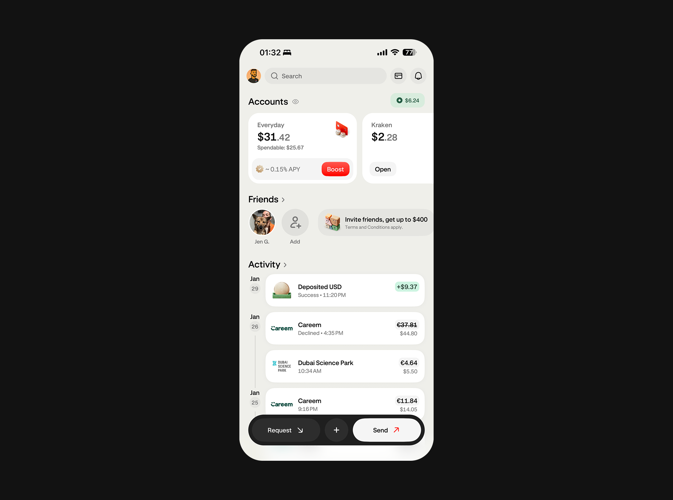 Before: the original P2P home screen